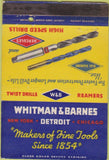 Matchbook Cover - Whitman Barnes Tools Detroit MI NYC Chicago 40 Strike