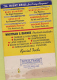 Matchbook Cover - Whitman Barnes Tools Detroit MI NYC Chicago 40 Strike