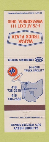 Matchbook Cover - Wapak Truck Stop Union oil gas Wapakoneta OH