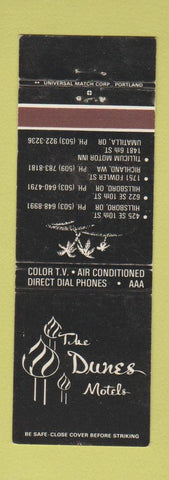 Matchbook Cover - Dunes Motels Hillsboro Umatilla OR Richland WA WEAR