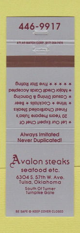 Matchbook Cover - Avalon Steaks Seafood Tulsa OK