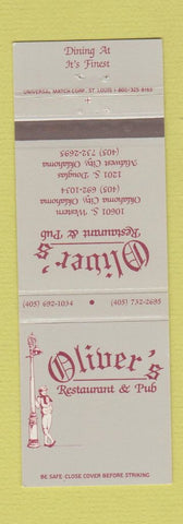 Matchbook Cover - Oliver's Restaurant Pub Oklahoma City Midwest City OK