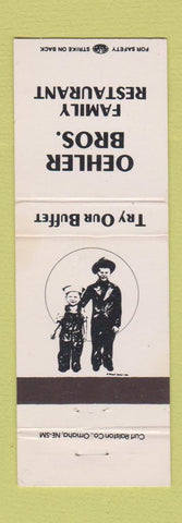 Matchbook Cover - Oehler Bros Restaurant Sergeant Bluff IA Blair NE WEAR