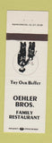 Matchbook Cover - Oehler Bros Restaurant Sergeant Bluff IA Blair NE