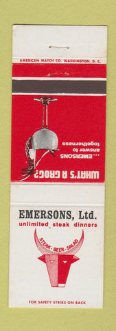 Matchbook Cover - Emerson's Restaurants CHAIN