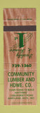 Matchbook Cover - Community Lumber and Hardware Maryland Heights MO