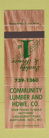Matchbook Cover - Community Lumber and Hardware Maryland Heights MO