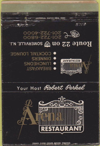 Matchbook Cover - Arena Restaurant Somerville NJ WEAR 40 Strike