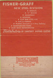 Matchbook Cover - Fisher Graff Iron Metal Kalamazoo MI 40 Strike