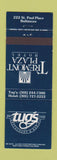 Matchbook Cover - Tremont Plaza Hotel Tug's Baltimore MD