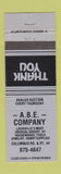 Matchbook Cover - ABE Company  Store Louisville KY