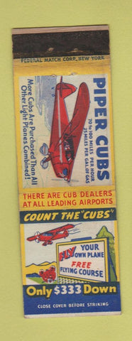 Matchbook Cover - Piper Cub Airplane WEAR