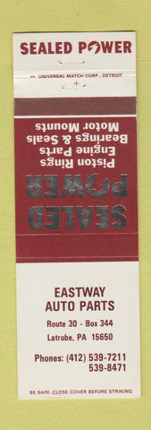 Matchbook Cover - Eastway Auto Parts Sealed Power Piston Rings Latrobe PA