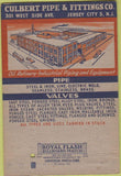 Matchbook Cover - Culbert Pipe Fittings Jersey City NJ 40 Strike