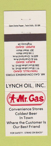 Matchbook Cover - Mr Gas Lynch Oil Burley Twin Falls Rupert ID