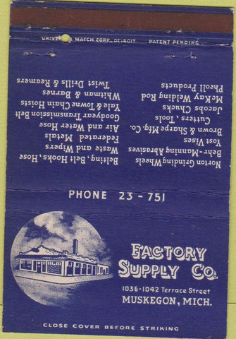 Matchbook Cover - Factory Supply Muskegon MI 40 Strike