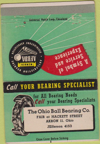 Matchbook Cover - Ohio Ball Bearing Akron OH 40 Strike