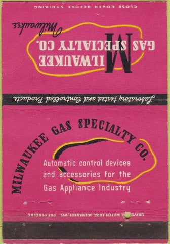 Matchbook Cover - Milwaukee Gas WI CREASES 40 Strike