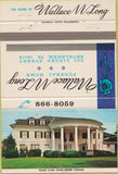 Matchbook Cover - Wallace Long Funeral Home Bethlehem PA 40 Strike