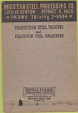 Matchbook Cover - Michigan Steel Detroit MI CREASE 40 Strike