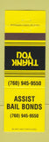 Matchbook Cover - Assist Bails Bonds Vista CA