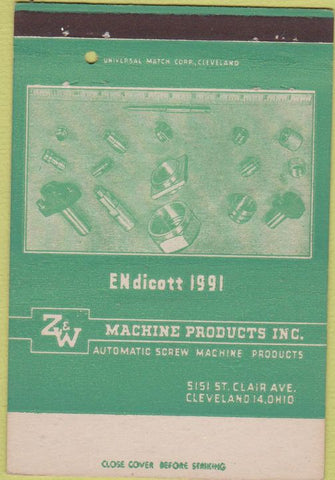 Matchbook Cover - Z and W Machine Products Cleveland OH 40 Strike
