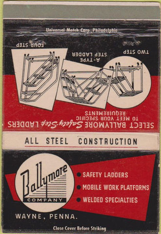 Matchbook Cover - Ballymore Ladders Wayne PA 40 Strike