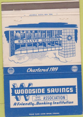 Matchbook Cover - Woodside Savings Bank NY Flushing Babylon 40 Strike