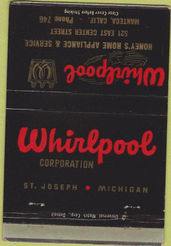 Matchbook Cover - Whirlpool Appliance Manteca CA girlie  40 Strike