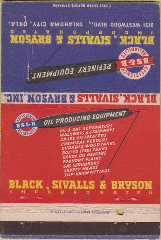 Matchbook Cover - Oil Producing equipment Oklahoma City OK WEAR 40 Strike