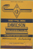 Matchbook Cover - Davidson Plywood Los Angeles CA 40 Strike