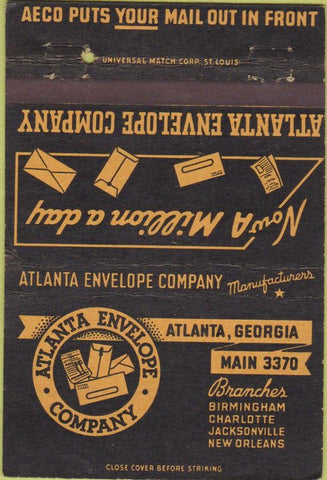 Matchbook Cover - Atlanta Envelope Co GA 40 Strike