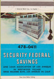 Matchbook Cover - Security Federal Savings Los Angeles CA 40 Strike