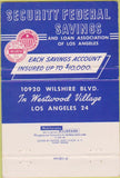 Matchbook Cover - Security Federal Savings Los Angeles CA 40 Strike