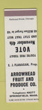 Matchbook Cover - Arrowhead Fruit Produce Springfield MA Vote SAMPLE