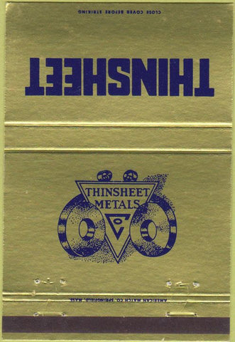 Matchbook Cover - Thinsheet Thin Metals Waterbury CT 40 Strike