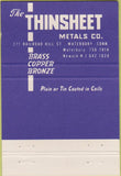 Matchbook Cover - Thinsheet Thin Metals Waterbury CT 40 Strike