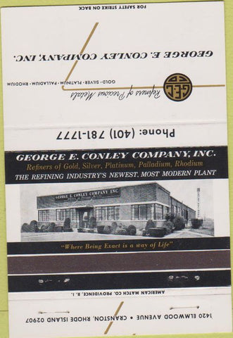 Matchbook Cover - Conoley Co refining Cranston RI 40 Strike