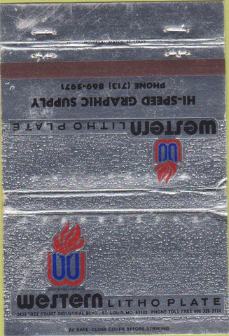 Matchbook Cover - Western Litho Plate St Louis MO 40 Strike