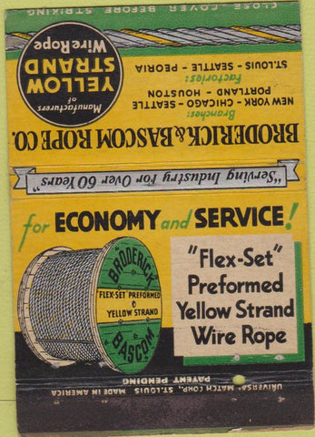 Matchbook Cover - Broderick Bascom wire Road  WEAR 40 Strike