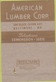 Matchbook Cover - American Lumber Co Baltimore MD 40 Strike