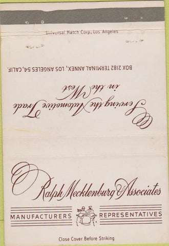 Matchbook Cover - Mecklenburg auto supply Los Angeles CA 40 Strike