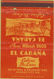 Matchbook Cover - El Cabana Cabins Kansas City MO CREASE 40 Strike