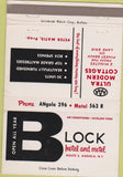 Matchbook Cover - Block Hotel Motel Angola NY 40 Strike