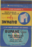 Matchbook Cover - Bupane Gas Mason City IA stoves 40 Strike