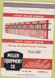 Matchbook Cover - Miller Equpment Co Salisbury NC 40 Strike