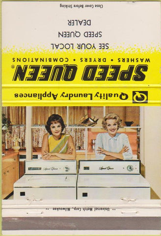 Matchbook Cover - Speed Queen Washers Dryers girlie 40 Strike