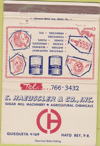 Matchbook Cover - Agriculture Chemicals Hato Rey Puerto Rico 40 Strike