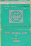 Matchbook Cover - First National Bank Gibson City IL WEAR 40 Strike