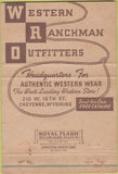 Matchbook Cover - Stetson Hats western wear Cheyenne WY 40 Strike